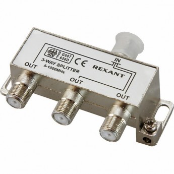 Делитель антенный REXANT F-типа на 3 TV 5-1000 МГц Делитель антенный REXANT F-типа на 3 TV 5-1000 МГц