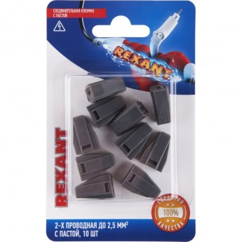 Экспресс-клемма с пастой REXANT СМК 773-302, 2-проводная до 2,5 мм² серая, (блистер 10 шт) Экспресс-клемма с пастой REXANT СМК 773-302, 2-проводная до 2,5 мм² серая, (блистер 10 шт)