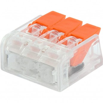 Универсальная компактная клемма REXANT СМК 221-413, 3-проводная до 4,0 мм² (50 шт./уп.) Универсальная компактная клемма REXANT СМК 221-413, 3-проводная до 4,0 мм² (50 шт./уп.)